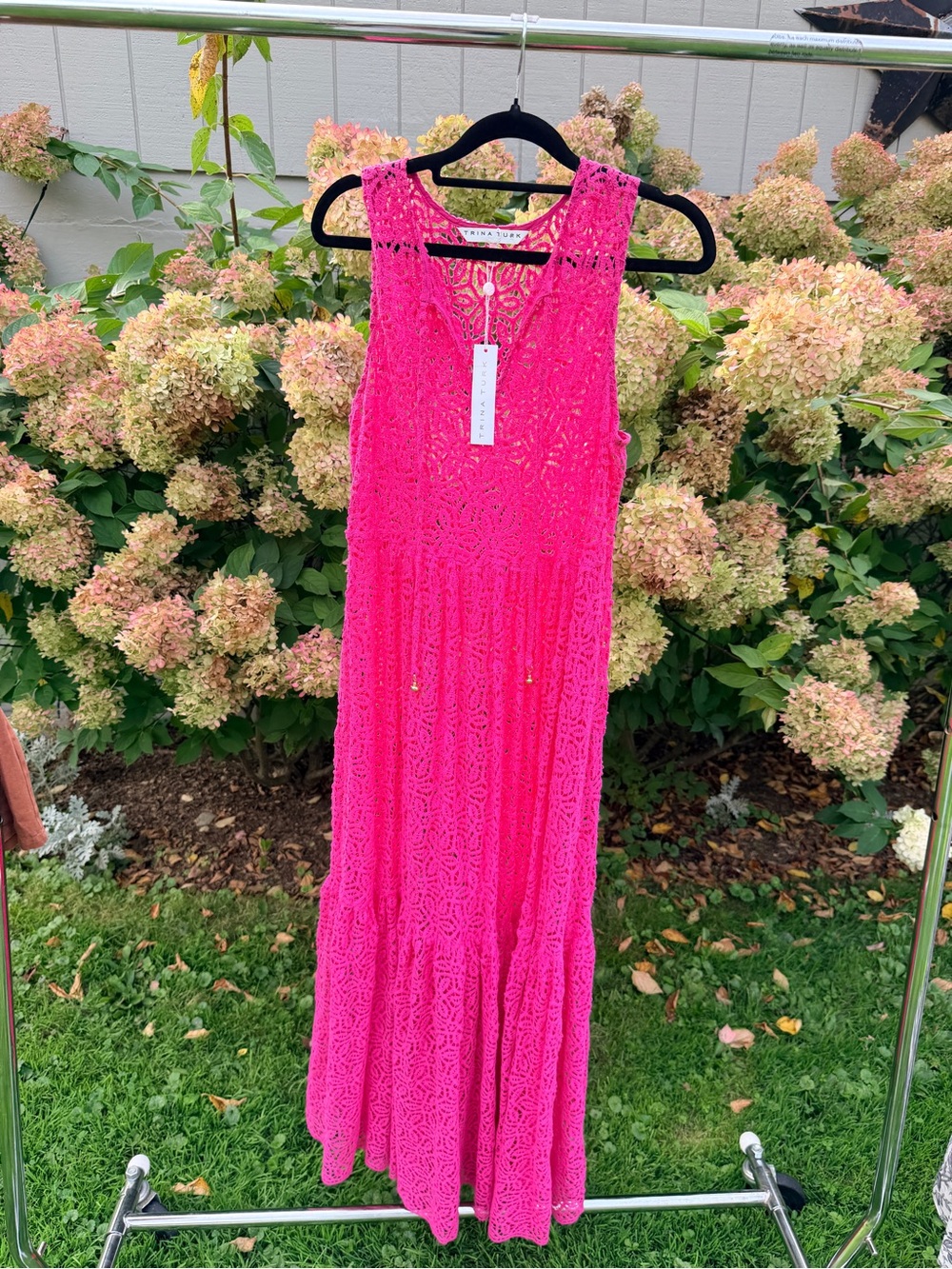 Trina Turk Hot Pink Crochet Maxi Dress